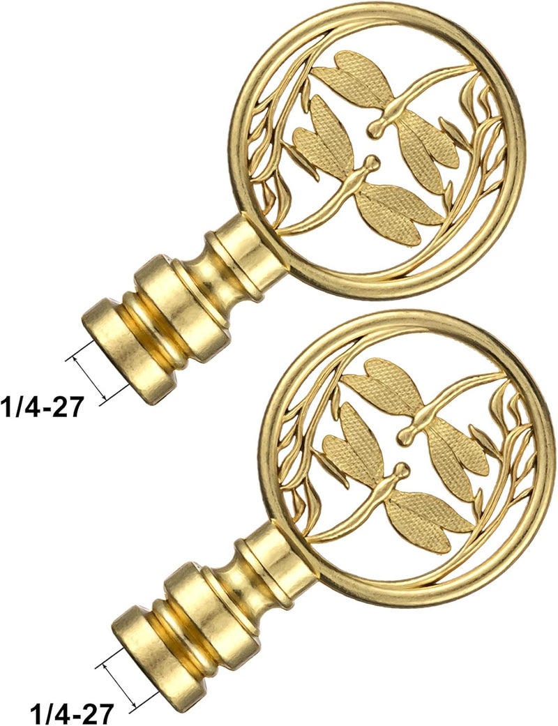 Qc Brass Lamp Finials - 2 Packs, Dragonfly Design Solid Metal Finials for Table lamps and Floor Lamps, Lamp Shade Toppers Screw On Cap, Decorative Lamp Shades Top Nut, Oriental LampShade Knob - Image 5